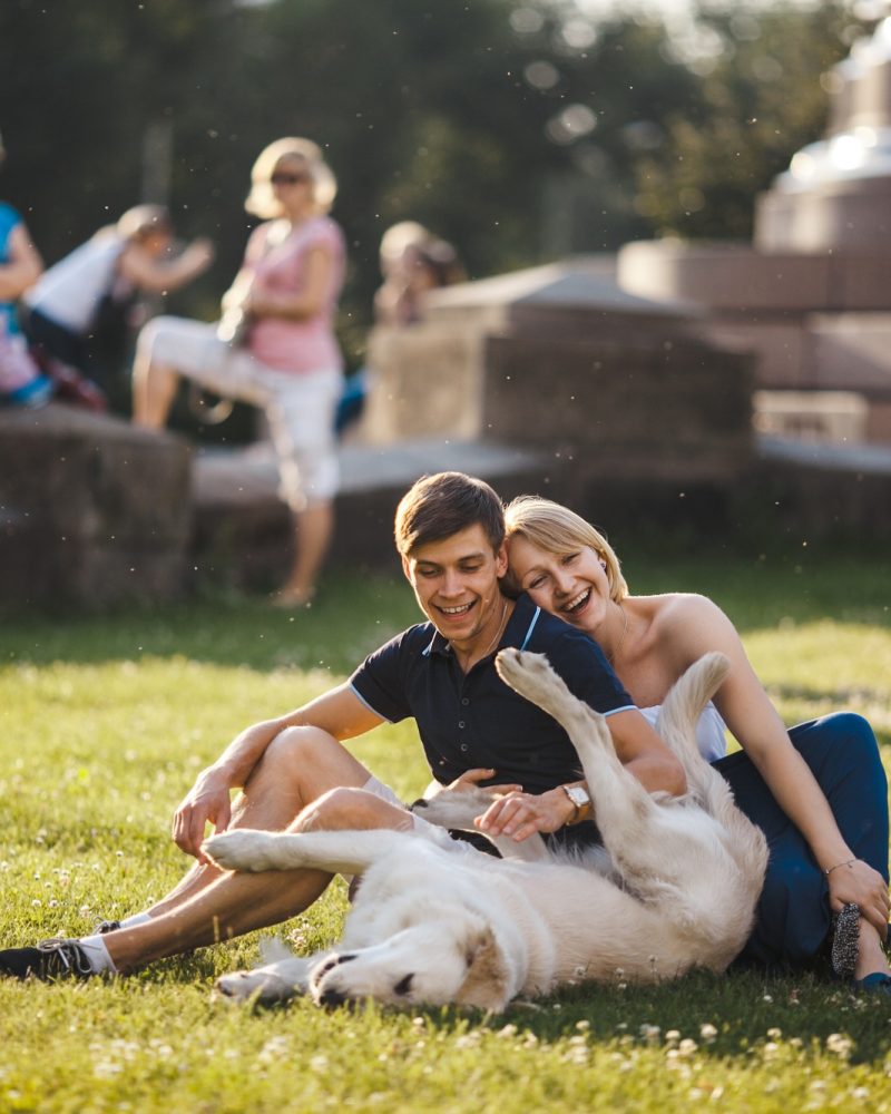 couple-having-fun-park-with-their-dog